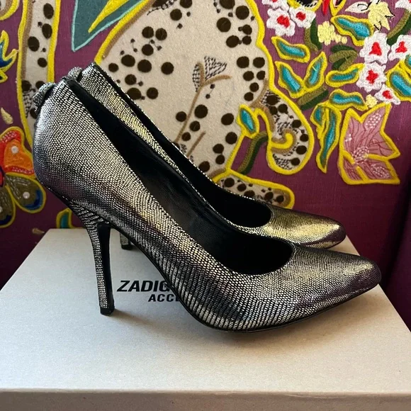 Zadig & Voltaire Gold Shoes Size 39 Women’s 9 - Picture 5 of 13